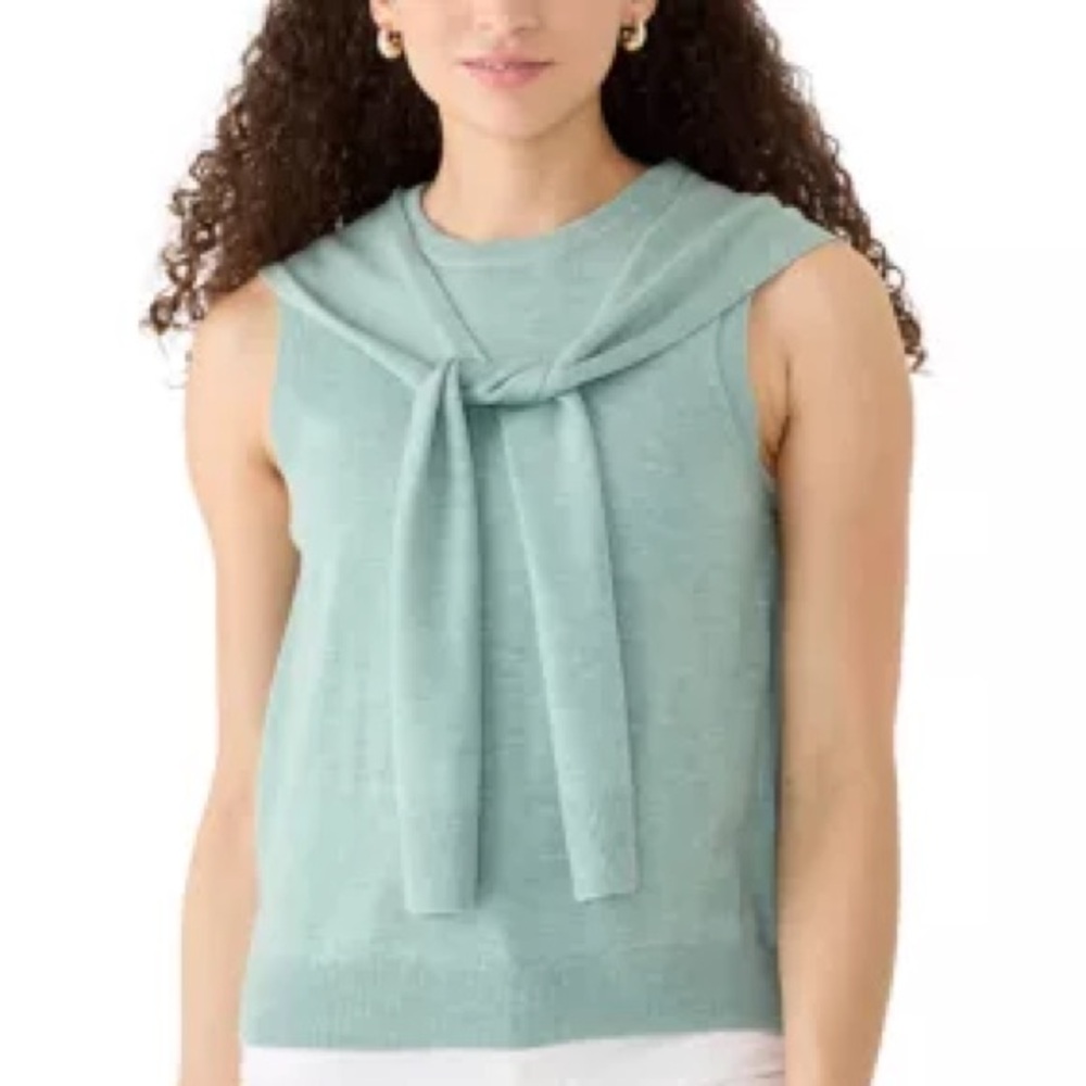 Cece Light Sage Knit Tie-Front Tank